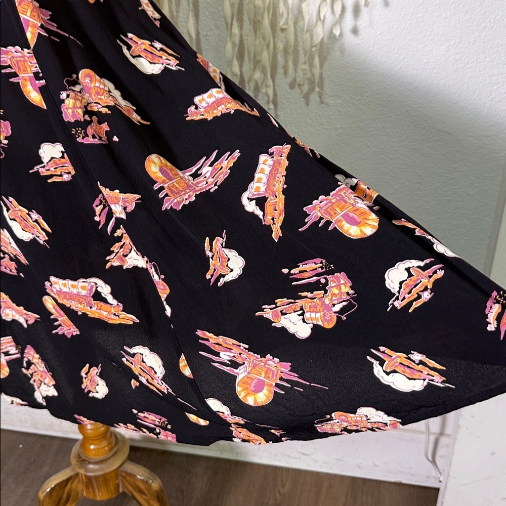Loco Lindo Vintage Inspired Western Covered Wagon Print Dress XS/S - Picture 4 of 10